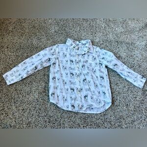 Janie and Jack Toddler Boy Dog Print Long Sleeve Button Up Shirt - Size 2T